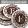 Thirstystone Monogram Letter F Natural Sandstone Coaster 4 Pack Manufactured