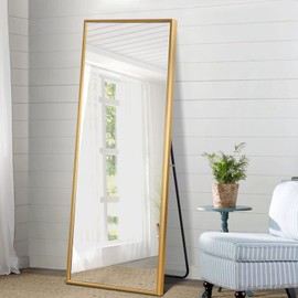 NeuType Full Length Mirror Floor Mirror with Standing Holder Bedroom/Locker Room Standing/Hanging Mirror Dressing Mirror Wall-Mounted Mirror (Titanium Gold) 65"x22"