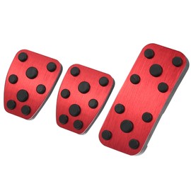 X AUTOHAUX Anti Slip Aluminum Alloy Car Foot Pedal Pads Accelerator Gas Brake Clutch Pedal Cover Kit for Subaru Impreza GE GH GR GV Forester SG SH SJ Red