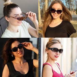 HAOLOTA Retro Polarized Sunglasses for Women, Rhinestone Wrap Around Sunglasses with UV400 Protection