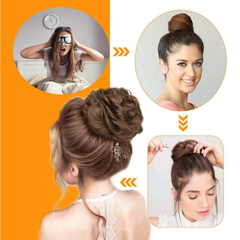 2 Piezas Chongos Postizos de Cabello, Moños de Pelo Rizado