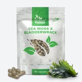 Sea Moss Capsules 500mg - 100% Free from Artificial Additives - Vegan Sea Moss Pills - Irish Sea Moss and Bladderwreck Capsules - Overall Health Superfood Supplements by Raw Powders