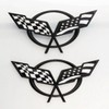 Front Nose & Rear Deck Lid Crossed Flags Emblems Car
