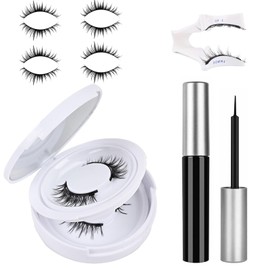Nadiaen 2 Pairs Magnetic Eyelashes with Applicator, Reusable Magnetic Lashes, Magnetic Eyelashes Natural Look, No Glue or Liner Needed, with Magnetic Eyeliner and Eyelash Curler