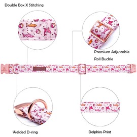 Lionheart glory Dog Collar Shark Print Dog Collar Pink Dog Collar Male or Female Spring Summer Collars Pet Gift Durable Adjustable Dog Collar for Small Dogs