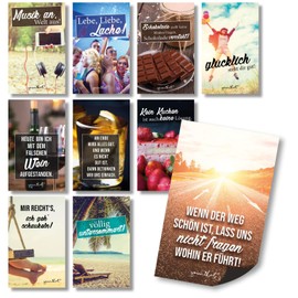 dv_724 Fridge Magnets 55 x 88 mm with Beautiful Sayings and Bright Motifs Funny Cool Square I Decoration for Kitchen Magnetic Board I Pack of 10