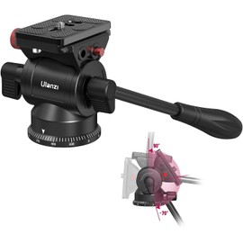 ULANZI U210 Tripod Fluid Head, Mini Pan Tilt Head w Handle,Built-in 1/4'' & 3/8'' Adapter, Panoramic Ball Head w Arca Swiss Quick Release Plate Lightweight for Compact Camera Load up to 11.02 lb/5kg