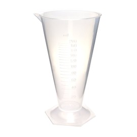 Conical Measure, 200ml - Polypropylene Plastic, Translucent - Pouring Spout - 10ml Raised Graduations - Hexagonal Base - Eisco Labs