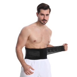 EHRBGK Lumbar Support Belt, Back Support Belt, Breathable Back Strap, Adjustable Support Belt, Lumbar Spine Belt with 8 Metal Supports for Sports Work (L)