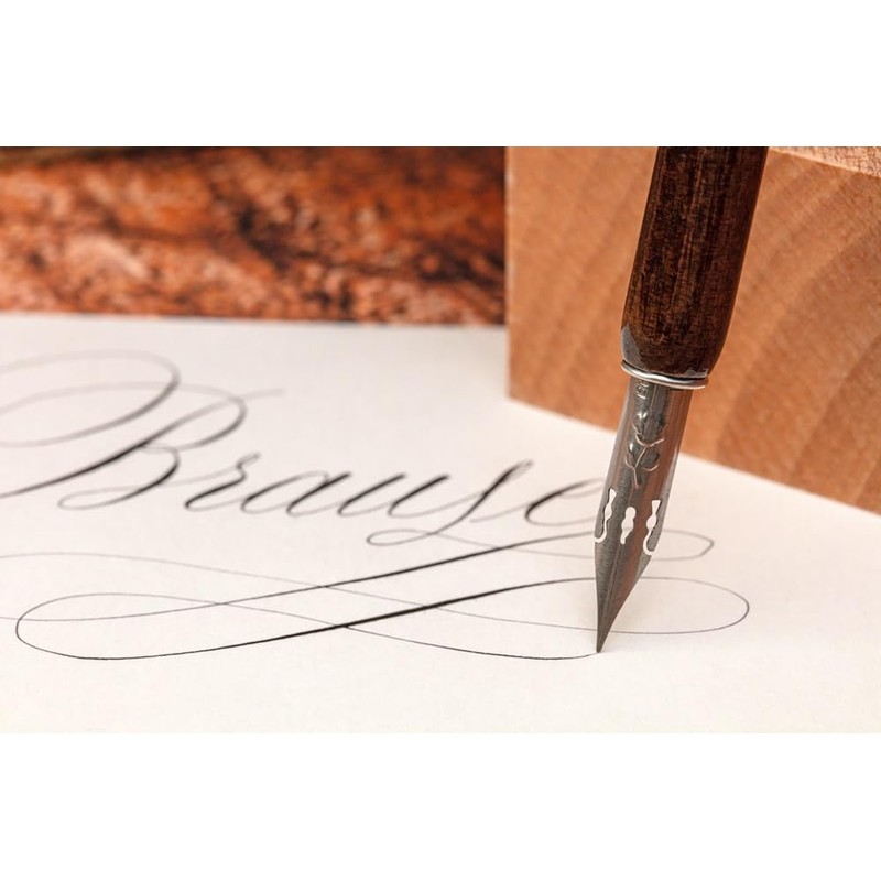 Brause 16005B Calligraphy Set with 1 x Wooden Pen Holder