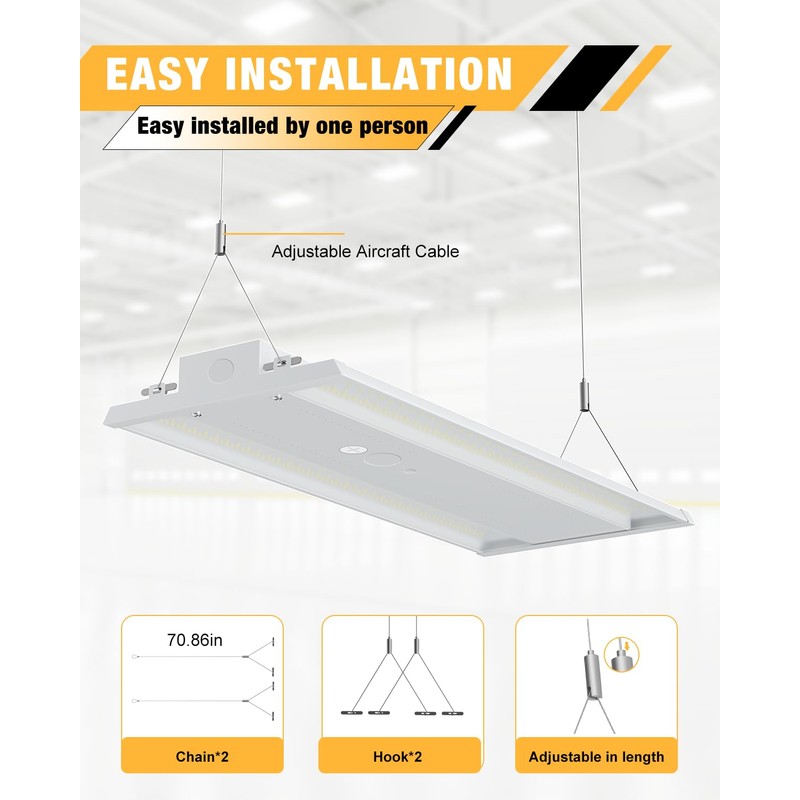 JC-LGL LED Linear High Bay Light, 130W 19500LM High Bay