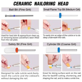 Pack of 7 Ceramic Nail Drill Bits Professional Nail Cutter Attachments Remove Gel Acrylic Cuticle Diamond Nail Drill for Manicure Pedicure Home Use Great Gift