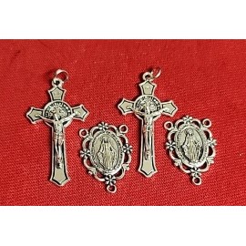 LOT OF 10  St Benedict Cross silver  PLATED Catholic Jesus Crucifix Pendant