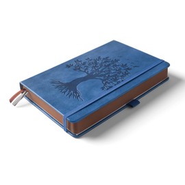 ZXHQ A5 360 Pages Lined Journal Notebooks with Pen, Journals for Women Men Writing Notebook, Tree of Life Design, Fine Inner Pocket - Blue