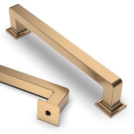 Asidrama 10 Pack 5 Inch(128mm) Champagne Bronze Kitchen Cabinet Handles, Brushed Brass Cabinet Pulls Gold Kitchen Cabinet Hardware Cupboard Handles Drawer Pulls Dresser Handles