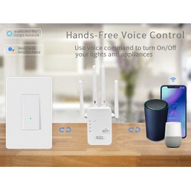 Smart WiFi Light Switch, Single Push Button, No Neutral Wire Required, Compatible with Alexa and Google Home, White