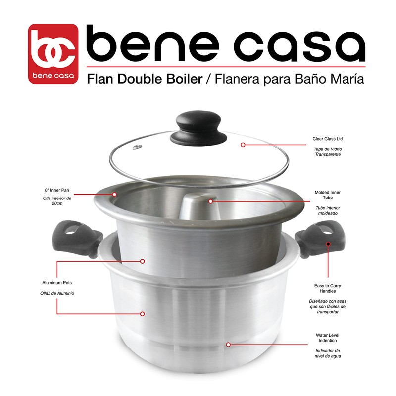 Bene Casa - Aluminum Flan Mold Double Boiler with Glass