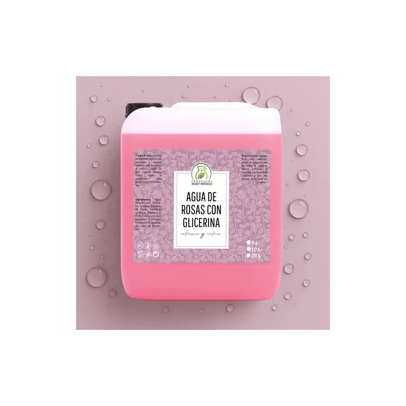 Agua de Rosas con Glicerina 5L Productos Mart Mexico Tónico