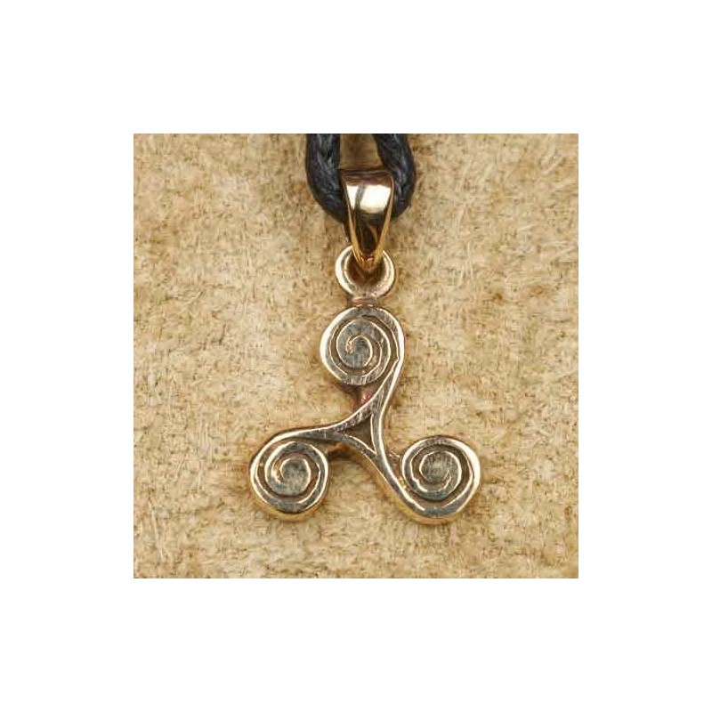 Triskel Bronze Pendant Necklace Jewellery, incl black cotton sting, Pendant