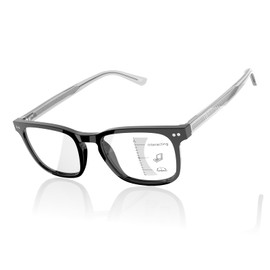 DEHOTRE Progressive Multifocus Reading Glasses No Line Bifocal Blue Light Blocking Readers for Men Metal Spring Hinge Eyeglasses Near Workspace Black 1.25