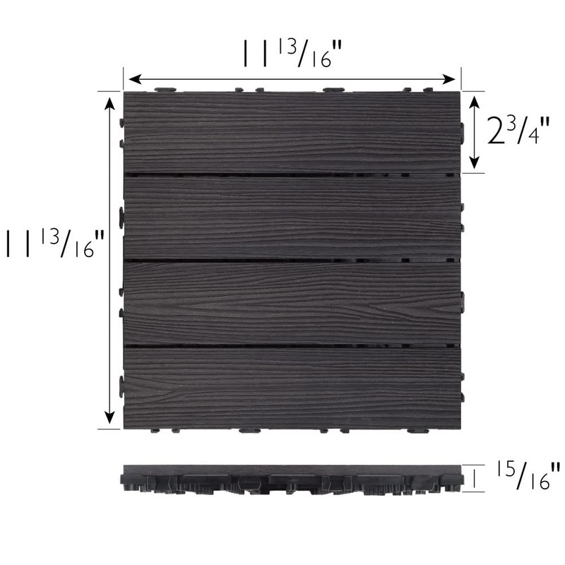 Design House Square Deck Tiles, Interlocking Wood Composite Decking, 1000lb