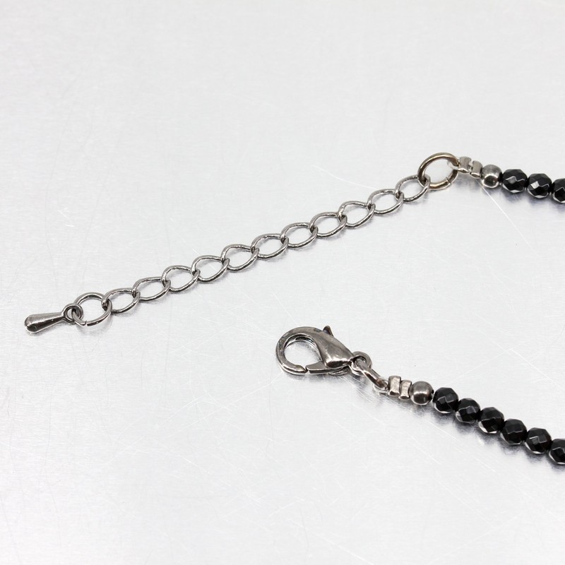 Orris Anklet, Black, Onyx, Silver, Stainless Steel, Popular, Double Cross,