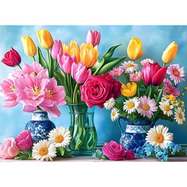 500 Piece Puzzle for Adults, Beautiful Flower Puzzles for Adults Kids Senior, Tulip Rose Jigsaw Puzzles 500 Pieces, Challenging Puzzle Perfect Game Nights for Family Friend 20.5 X 15 Inches