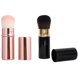 Hinapan Pack of 2 Retractable Kabuki Brushes, Retractable Blush Brush with Cover, Travel Face Blush Brush, Portable Powder Foundation Sun Protection Brush, Liquid Cream, Blush Brush