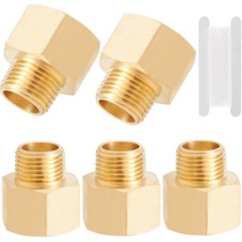 Brass Pipe Fitting,1/2 Inch NPT Male to 3/4 Inch NPT Female Brass Pipe Hose Tube Fitting 1/2'' Male NPT to 3/4'' Female NPT Reducer Adapter 5pcs (1/2 npt male x 3/4 npt female)