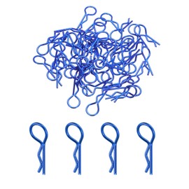 MECCANIXITY 50pcs 30-Degree Angle RC Body Clips Bent Springy R Pins 25x1.4x10mm for All 1/8 1/10 Scale Model RC Car Crawler Truck Shell Replacement(Blue)