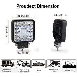 WINBANG LED Tractor Work Lights, 4 Inch LED Pods Lights 123W Square 12V 24V LED Spot Beam Lights Off-Road Driving Lights LED Fog Light Bar for Truck Pickup SUV ATV UTV Tractor (4PCS)