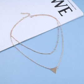 Erimberate Bohemian Layered Triangle Choker Necklace Gold Triangle Pendant Necklace Gold Geometric Necklace Jewelry for Women and Girls