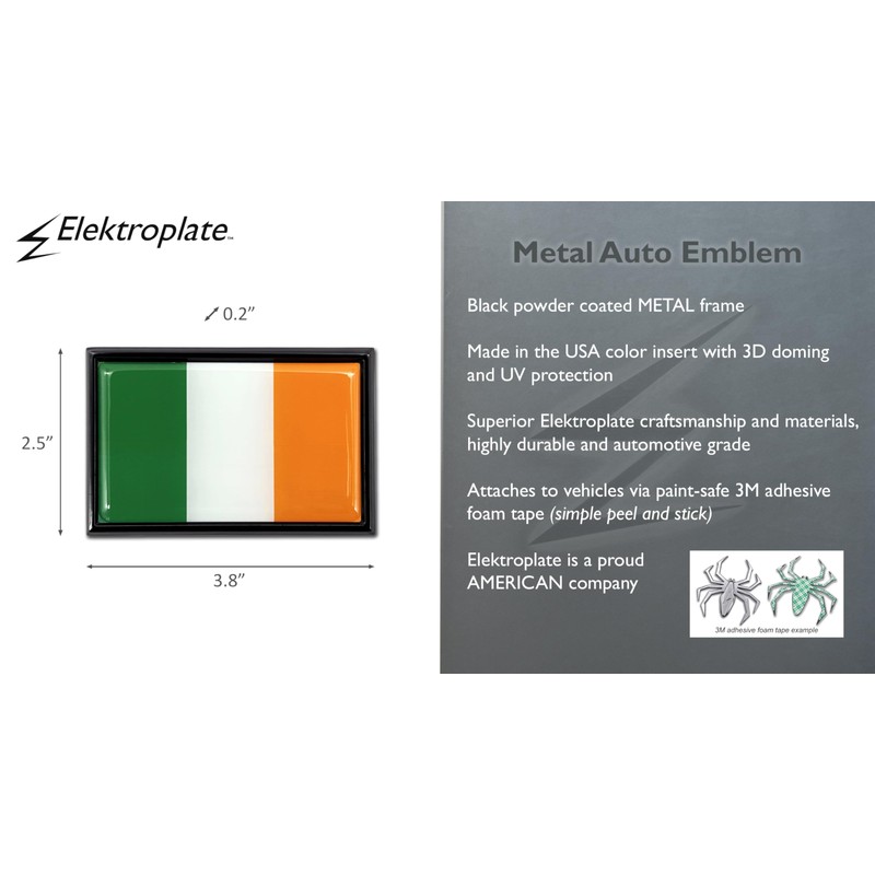 Ireland Flag Black Metal Car Emblem