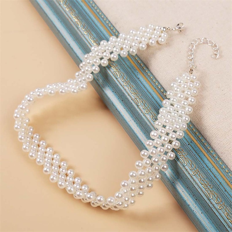 Danshinbow Multi Layered Beaded Necklace Clavicle Choker Adjustable Jewellery for
