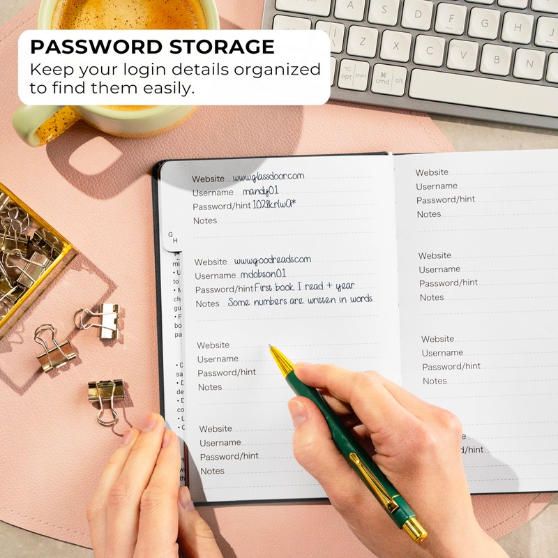 Clever Fox Password Book with alphabetical tabs. Internet Address Organizer