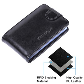 Wisdompro Credit Card Case, PU Leather, Magnetic, Anti-Skimming, Clear, Horizontal Type, Holds 20 Cards including Insurance Cards, Licenses, Bank Cards, Point Cards, Black