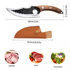 Unbranded 2 Pack Butcher Knife Hand Forged Steel Boning Knife with Sheath Kitchen Knives