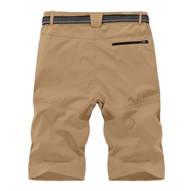 donhobo Men's Outdoor Quick Dry Cargo Shorts Breathable Climbing Safari Shorts Multi-Pockets Pants Khaki 36