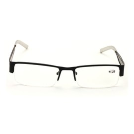 Men Rectangular Half Rimless Metal Reader Reading Glasses Sophisticate look (Black, 1.25)