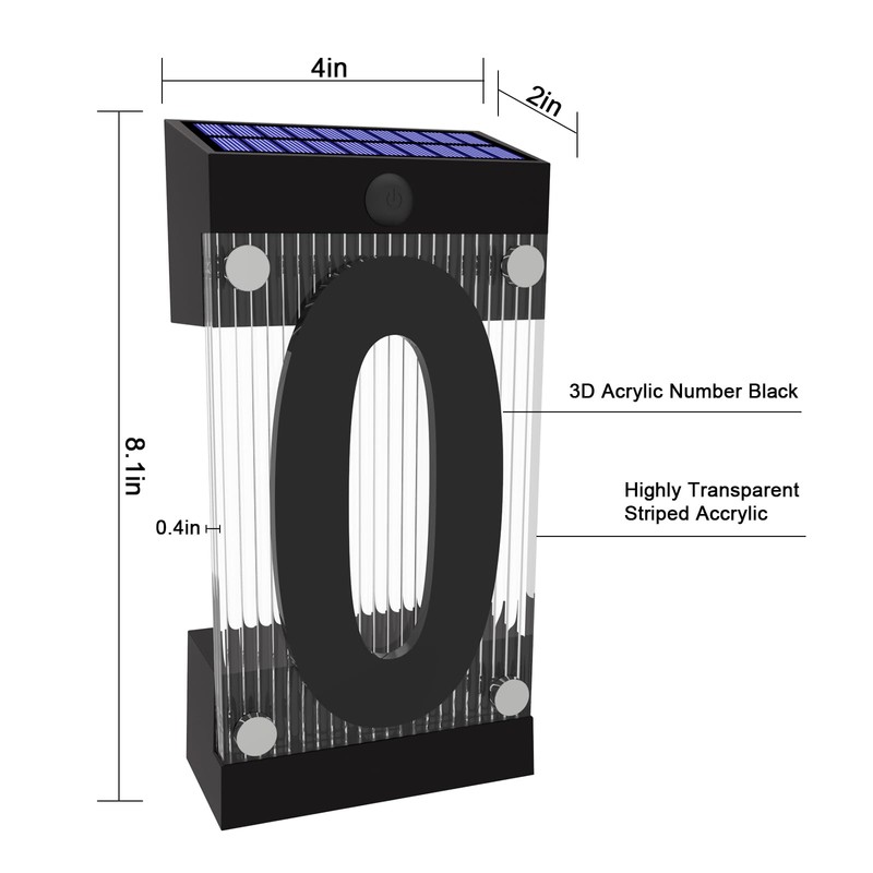 XINDEW Solar House Numbers for Outside, 3D Acrylic Number Colorful