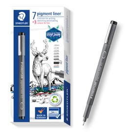 STAEDTLER Pigment Liner in Different Line Widths with 3 Liners Free, Indelible Pigment Ink, Long Life, 7 Line Widths with 3 Colourful Liners, Multicoloured, Pack of 1