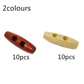 Wood Toggle Buttons Olive Shape Wooden Coat Buttons 20pcs 3cm for Sewing, Knitting, Duffle Coat,2colour, Pack of 20
