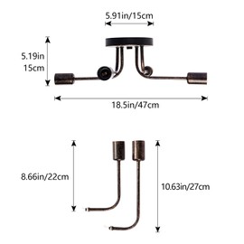 Plfann Industrial Semi Flush Mount Ceiling 4 Light with Adjustable Metal Branched Vintage Ceiling Light E26 Holder （Bronze）(Bulb NOT Included)