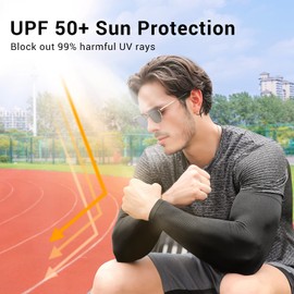 Rescoto 2 Pairs UV Protection Cooling Arm Sleeves Compression Sun Sleeves for Men Women Youth, Tattoo Cover Up, UPF 50 (2 Pairs: 1 Pair Black & 1 Pair Gray)