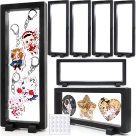 COZENRE Rubber Strap, Acrylic Key Holder, Storage, Display Stand, Set of 7, Can Badge, Display, Durable, Stylish, Display Case, Removable Base, Acrylic Key Holder, Transparent, Perfect for Viewing