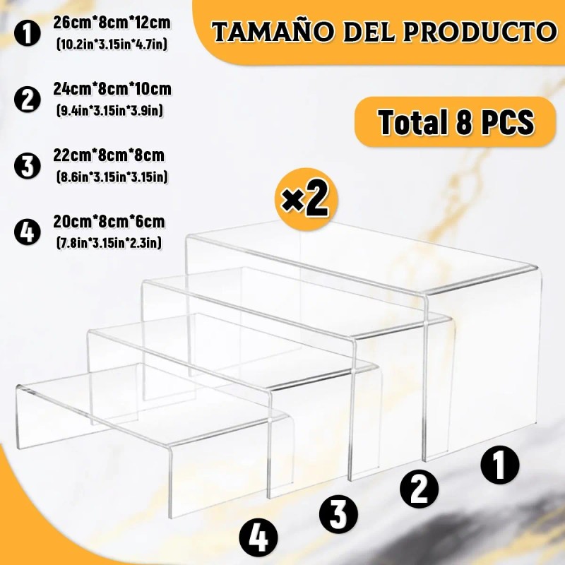 2pcs Elevadores 4 Niveles, Acrílico Soporte Exhibidor
