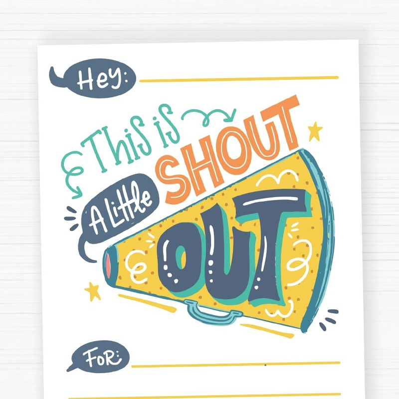 Kudos Shout Out Cards for Teachers, Students, and Employee Appreciation