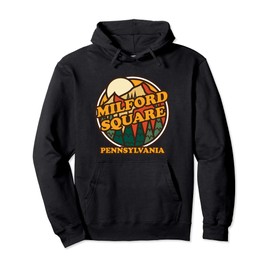 Vintage Milford Square, Pennsylvania Mountain Hiking Print Pullover Hoodie