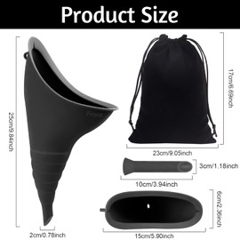 Reusable Urinella for Women, Pee Aid for Women with 1 Piece Pee Funnel, Portable Women's Urinal for Travel, Camping, Hiking (Black)