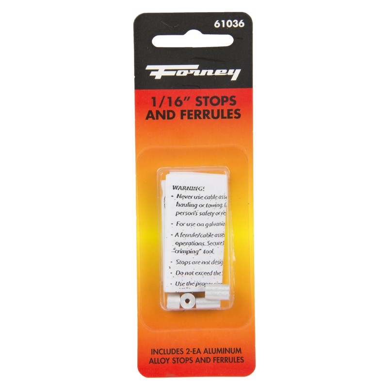 Forney 61036 Wire Rope Stops and Ferrules, Aluminum Cable Sleeves,